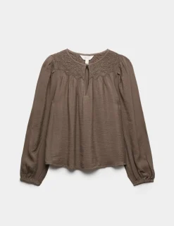 Double Cloth Smocked Blouse