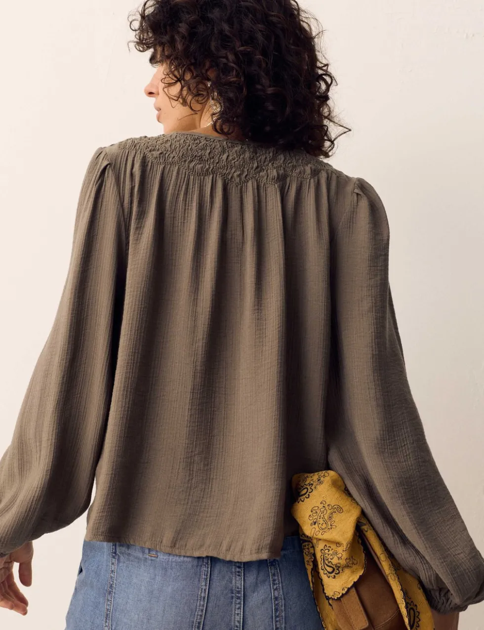 Double Cloth Smocked Blouse