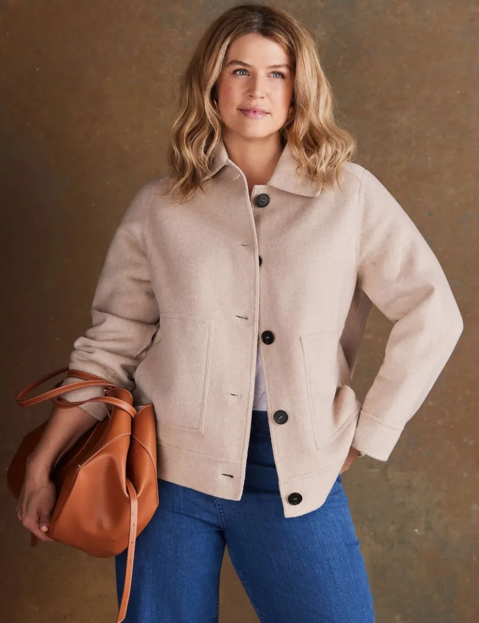 Double Faced Wool Blend Lightweight Jacket