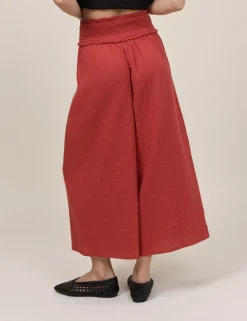 Double Gauze Cropped Wide Leg Trousers