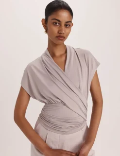Draped V-Neck Wrap Top
