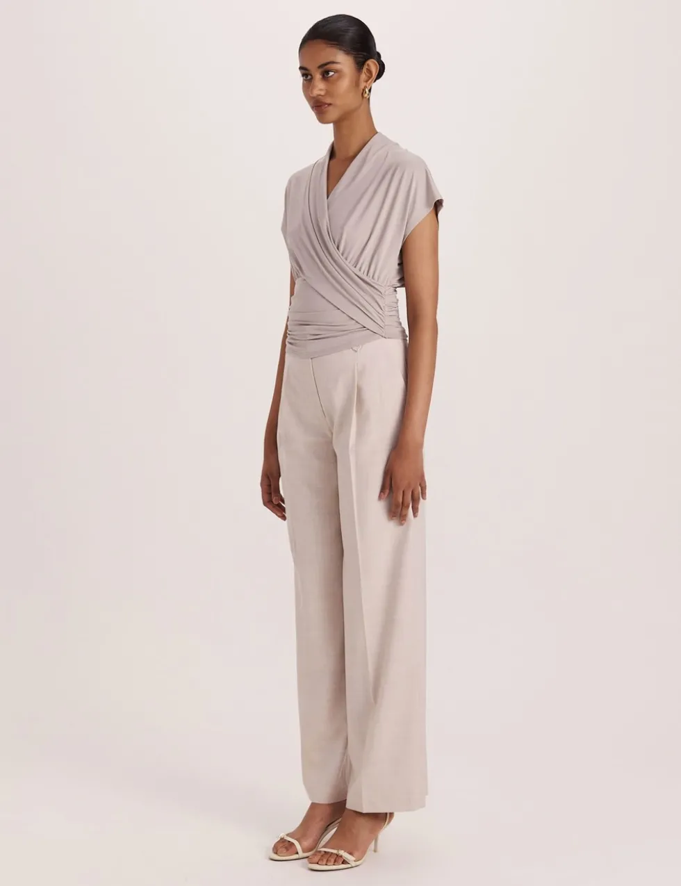 Draped V-Neck Wrap Top