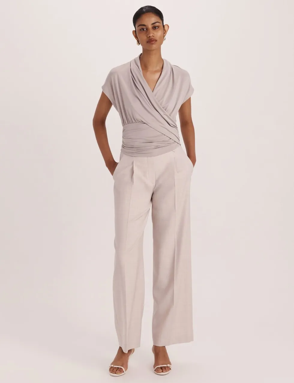 Draped V-Neck Wrap Top