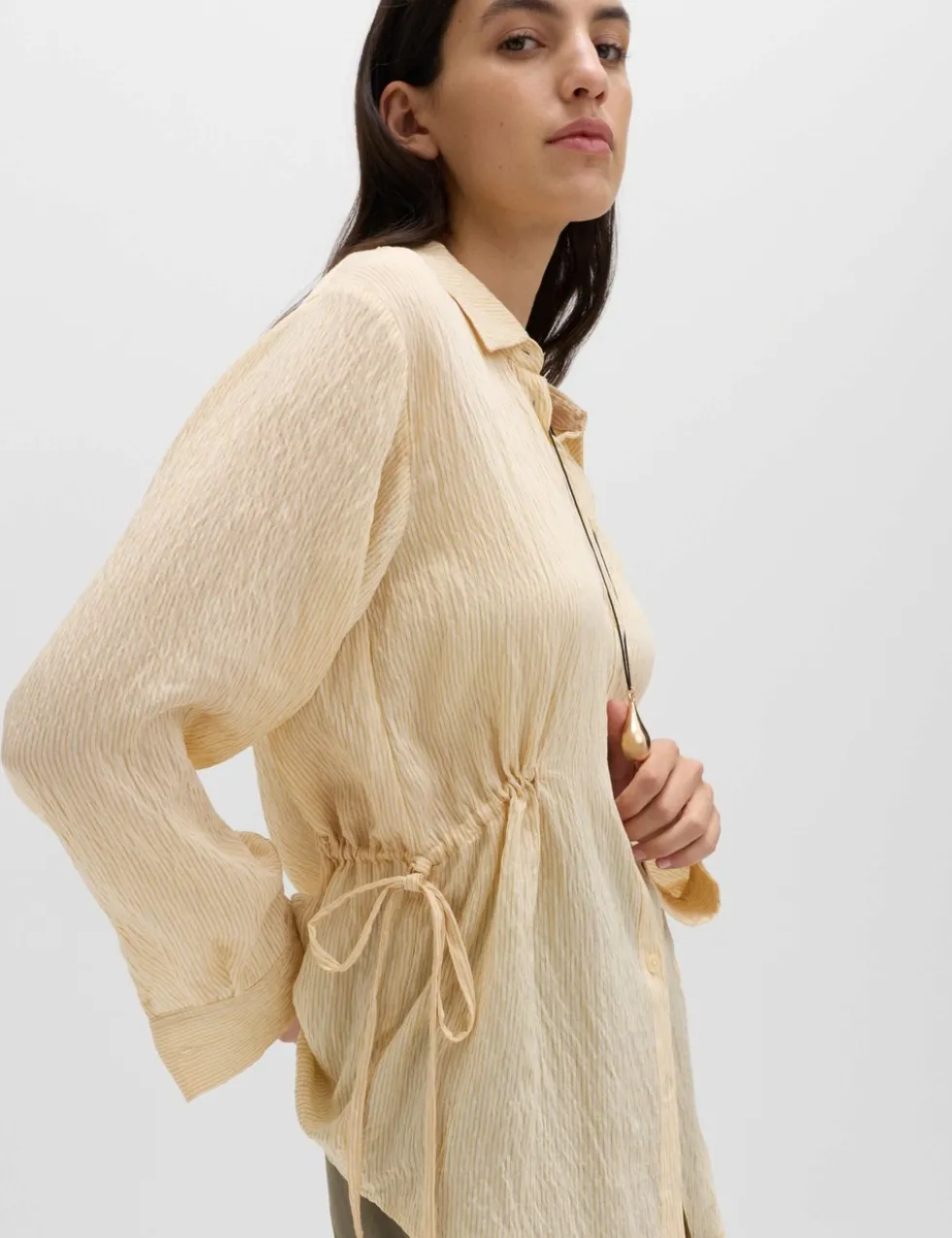 Drawcord Collared Shirt