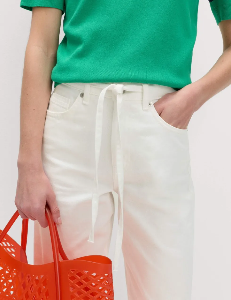 Drawstring Wide Leg Jeans