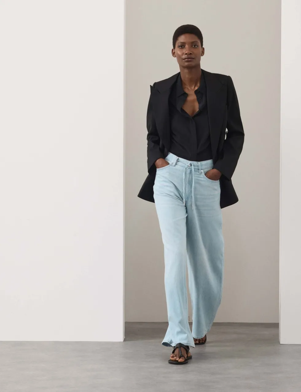 Drawstring Wide Leg Jeans