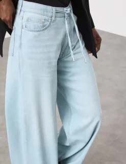 Drawstring Wide Leg Jeans