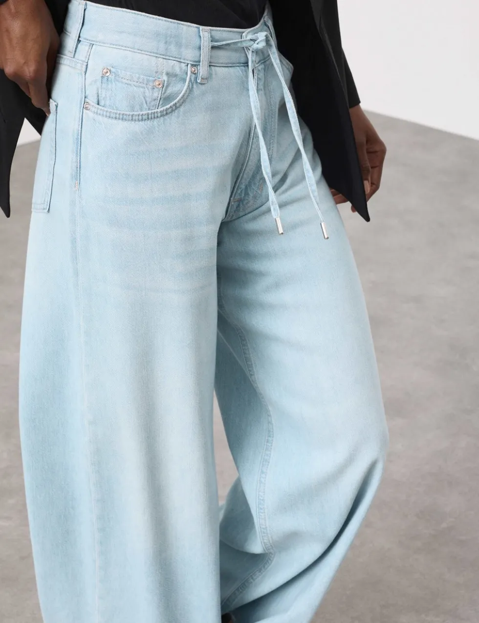 Drawstring Wide Leg Jeans