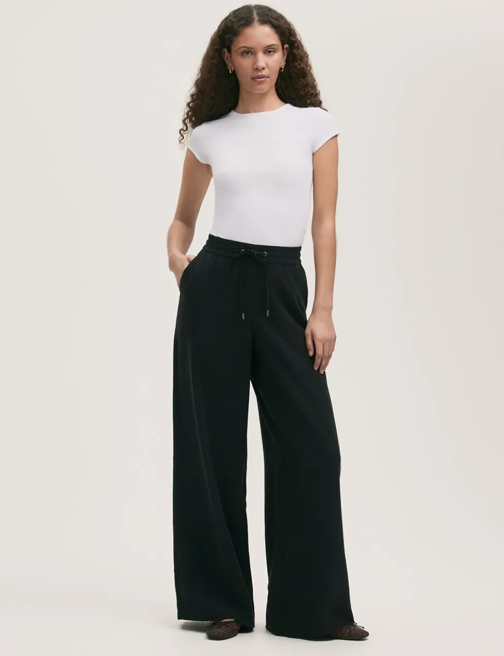 Drawstring Wide Leg Trousers