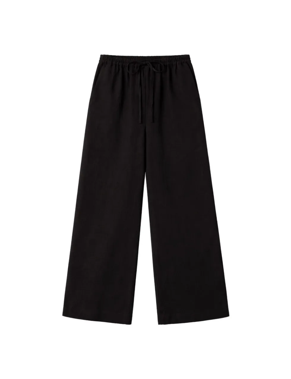 Drawstring Wide Leg Trousers with Linen