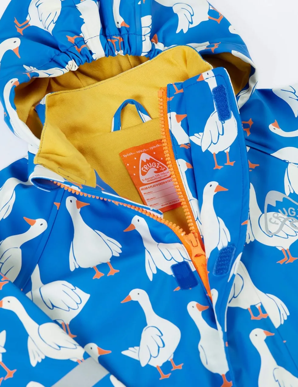 Duck Print Hooded Fleece Lined Raincoat (1-10 Yrs)