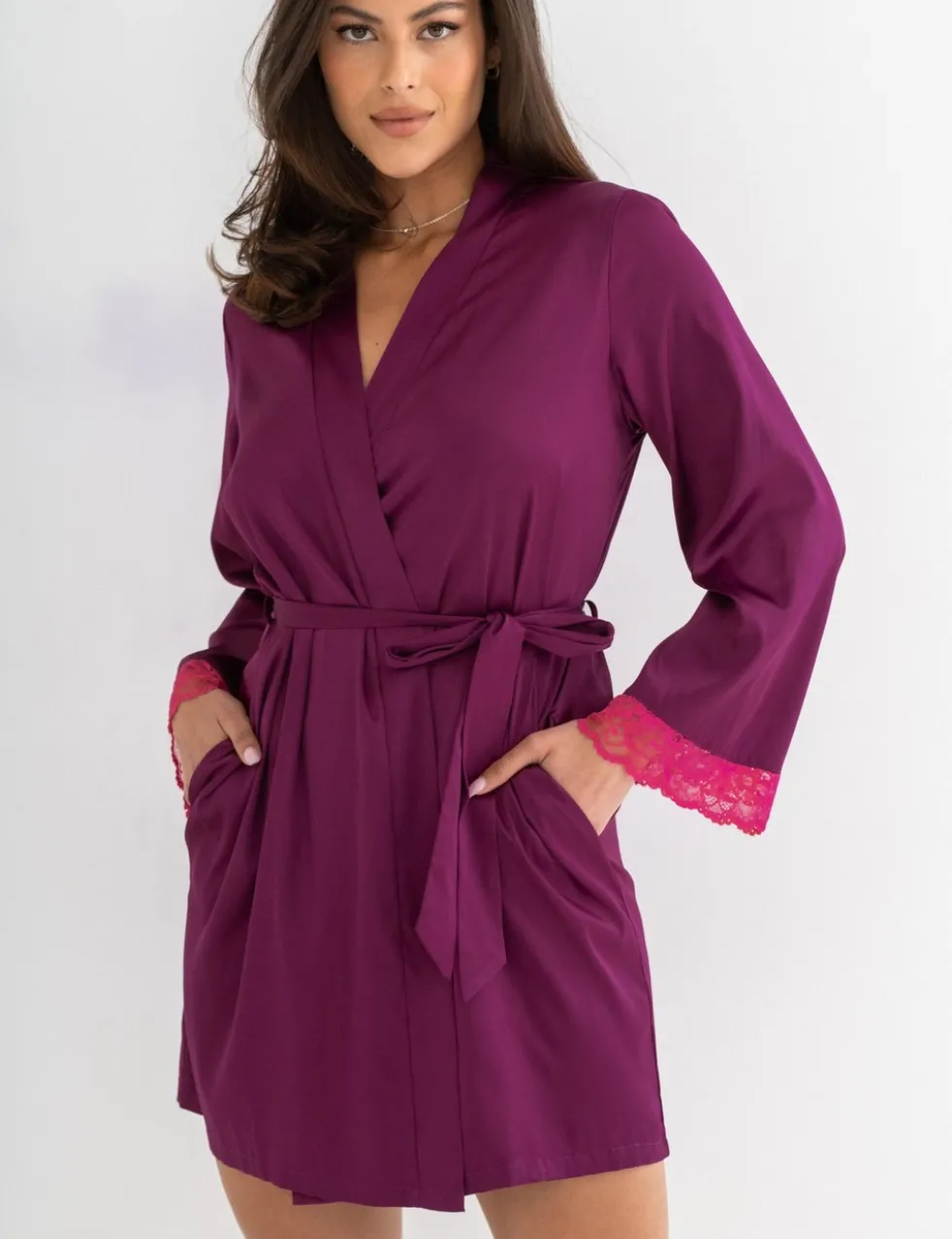 Dusk Lace Trim Dressing Gown