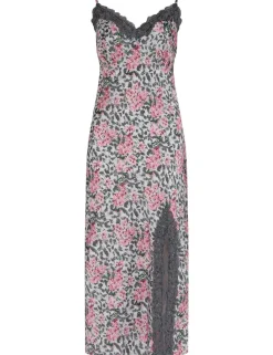 Dusk Satin and Lace Midi Chemise