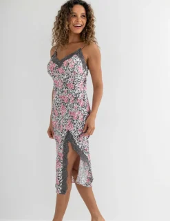 Dusk Satin and Lace Midi Chemise