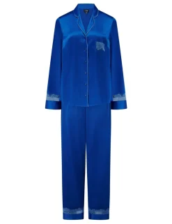 Dusk Satin and Lace Revere Collar Pyjama Set