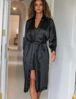 Dusk Satin Kimono Dressing Gown