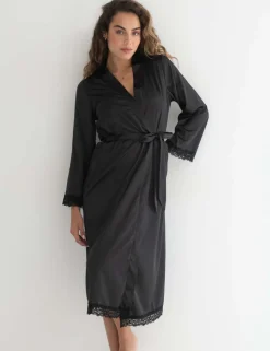 Dusk Satin Kimono Dressing Gown