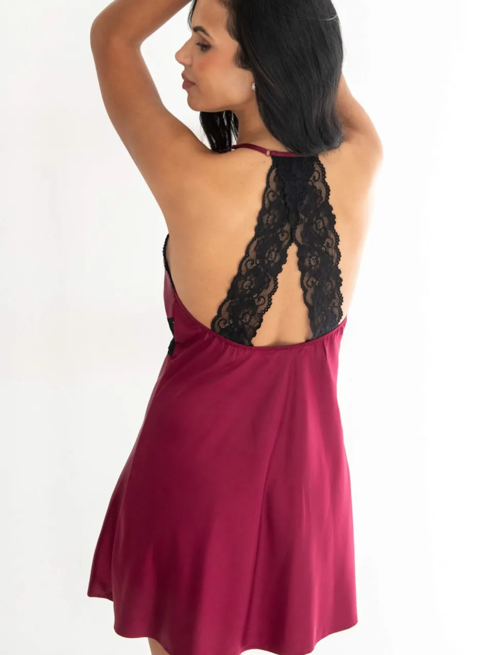Dusk Satin Lace Trim Strappy Chemise