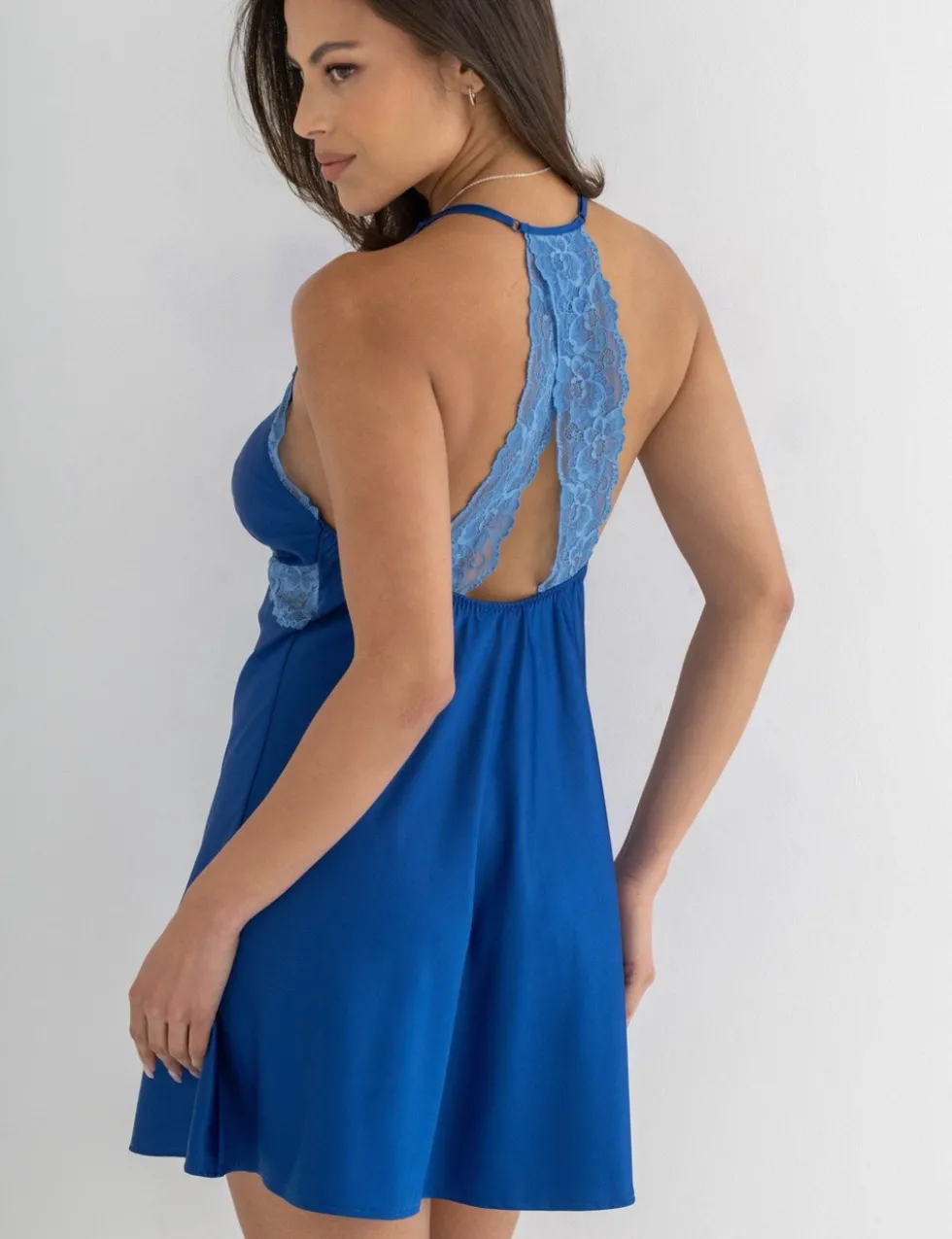 Dusk Satin Lace Trim Strappy Chemise
