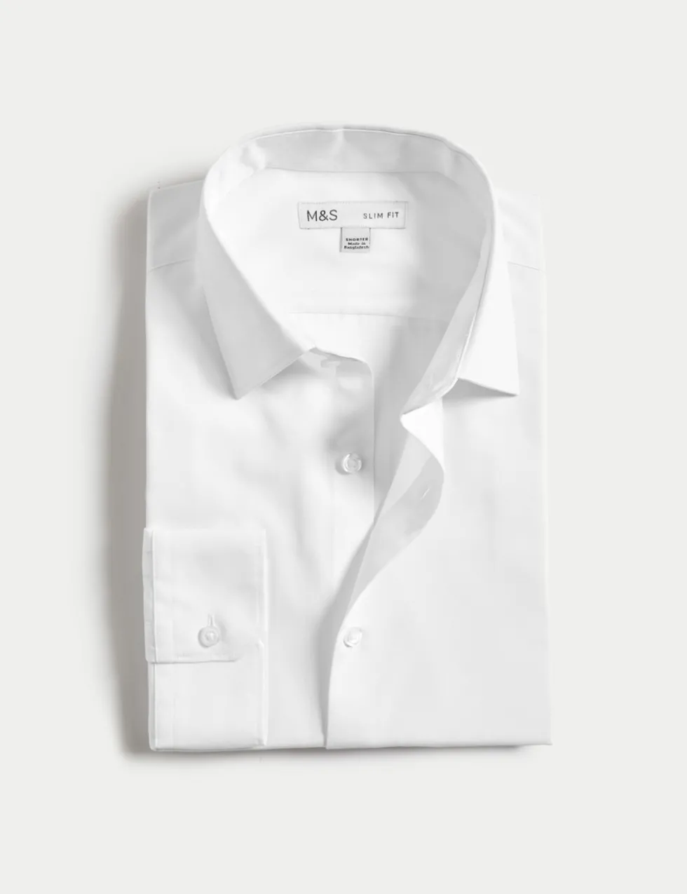 Easy Iron Slim Fit 2 Inch Shorter Cotton Blend Shirt