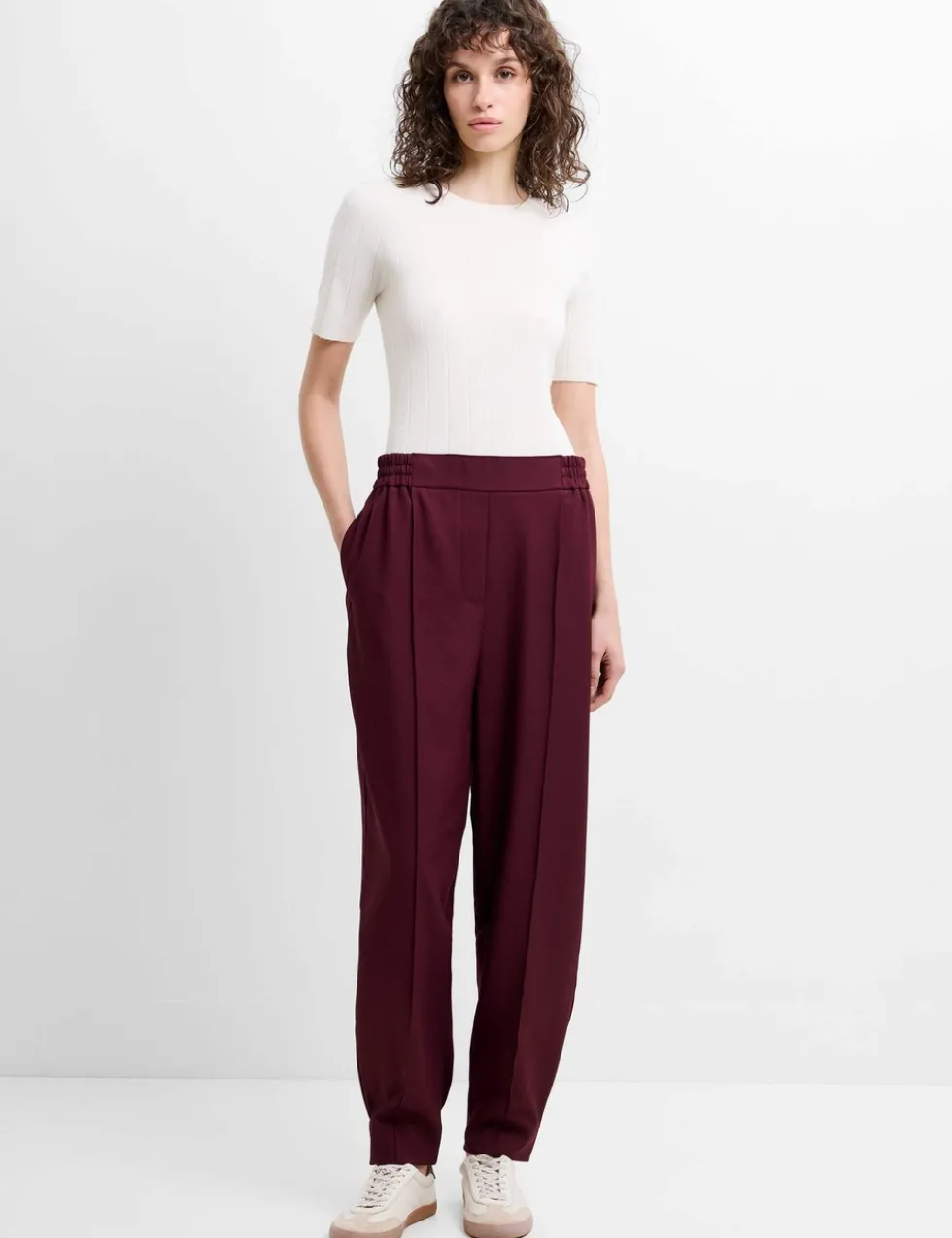 Elasticated Waist Barrel Leg Trousers