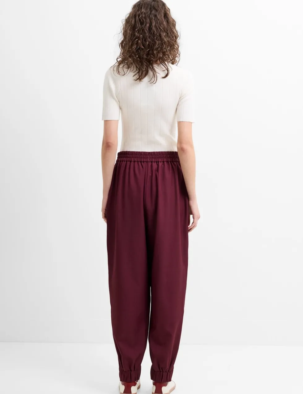 Elasticated Waist Barrel Leg Trousers