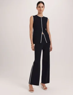Elasticated Waist Straight Leg Trousers
