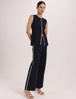 Elasticated Waist Straight Leg Trousers