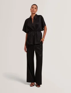 Elasticated Waist Straight Leg Trousers