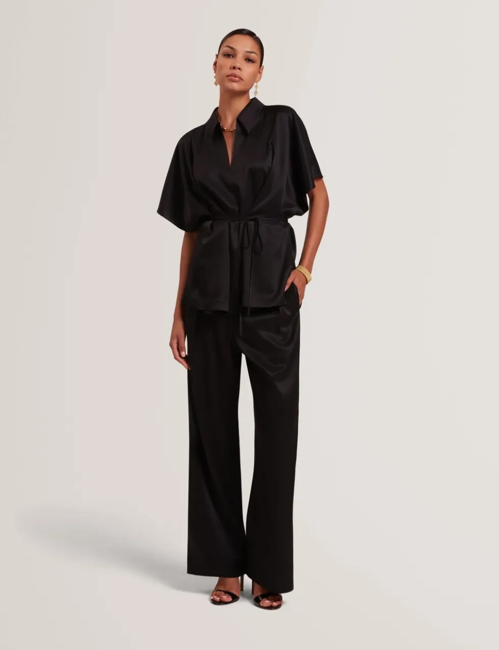 Elasticated Waist Straight Leg Trousers