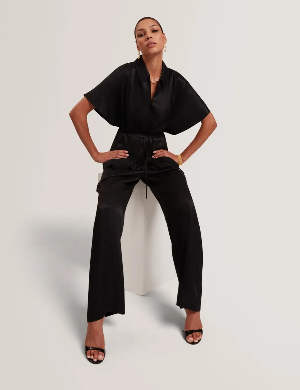 Elasticated Waist Straight Leg Trousers