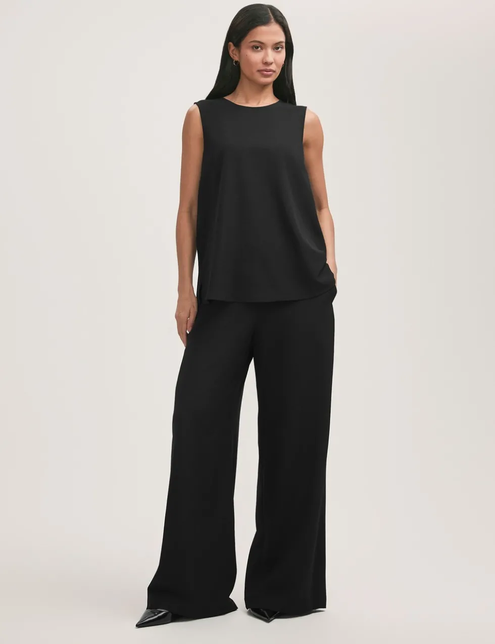 Elasticated Waist Wide Leg Trousers