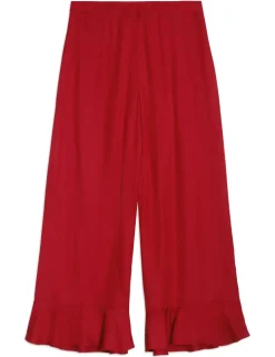 Elasticated Waist Wide Leg Flared Trousers