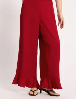 Elasticated Waist Wide Leg Flared Trousers