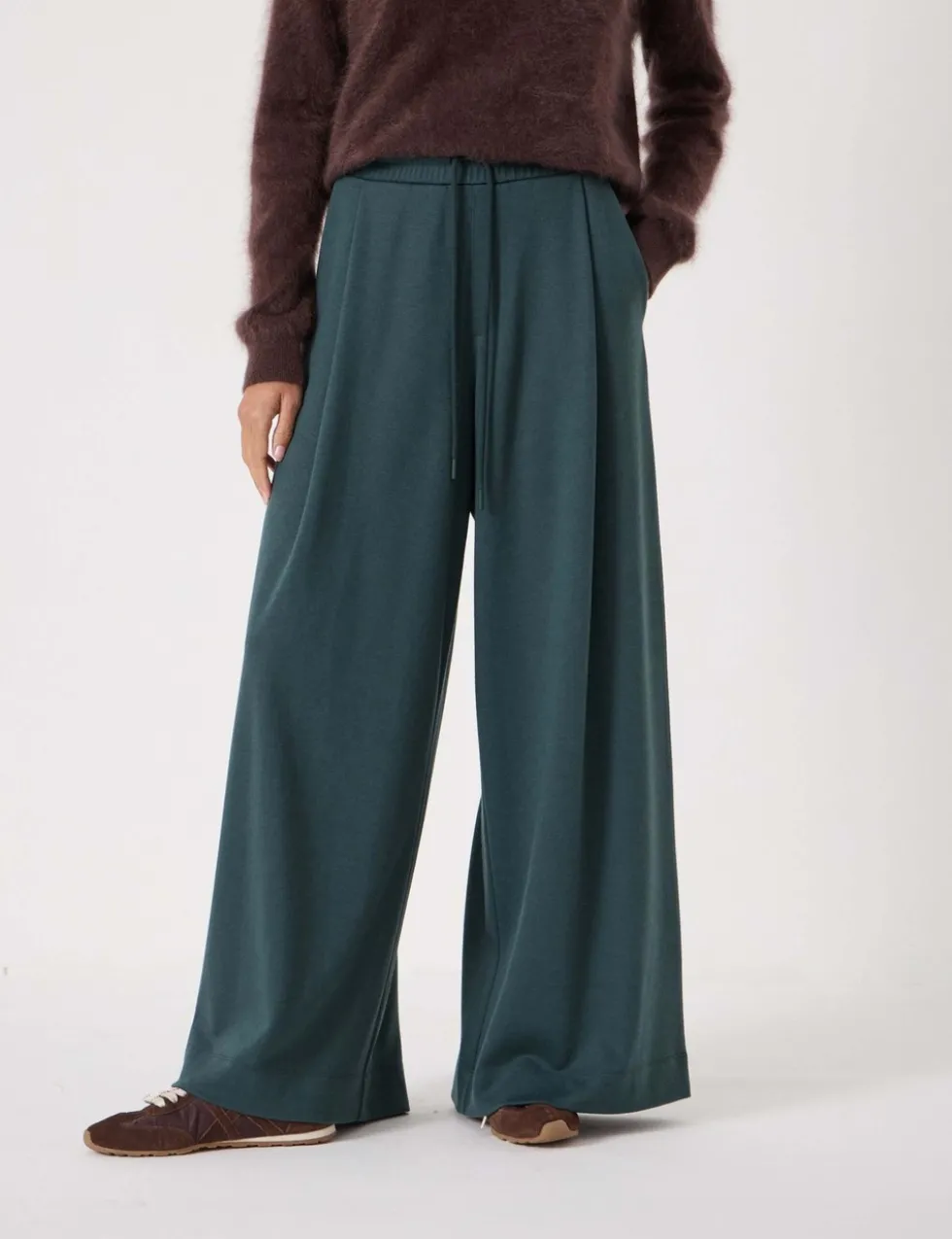 Elasticated Waist Wide Leg Trousers