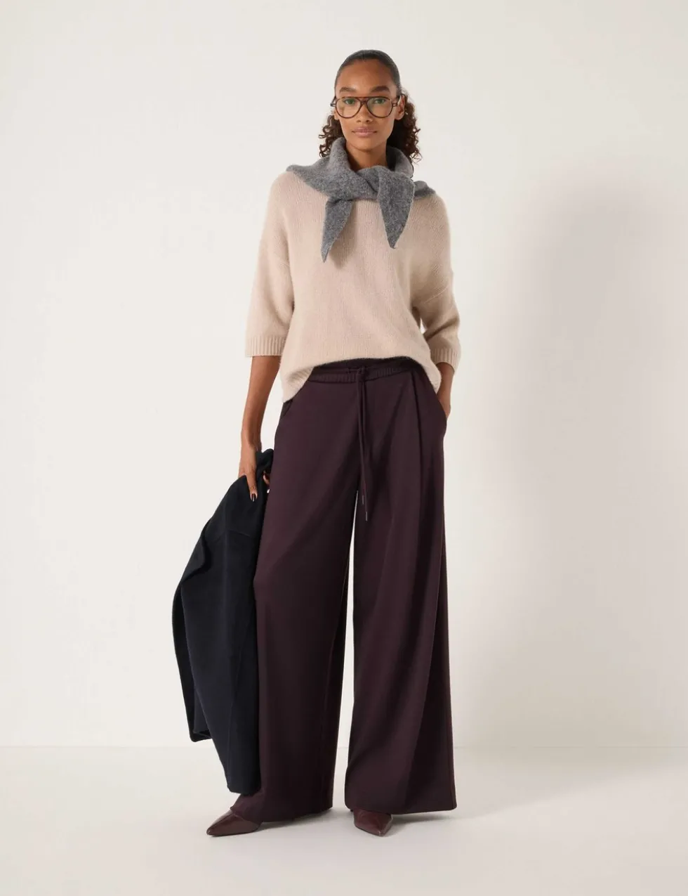 Elasticated Waist Wide Leg Trousers