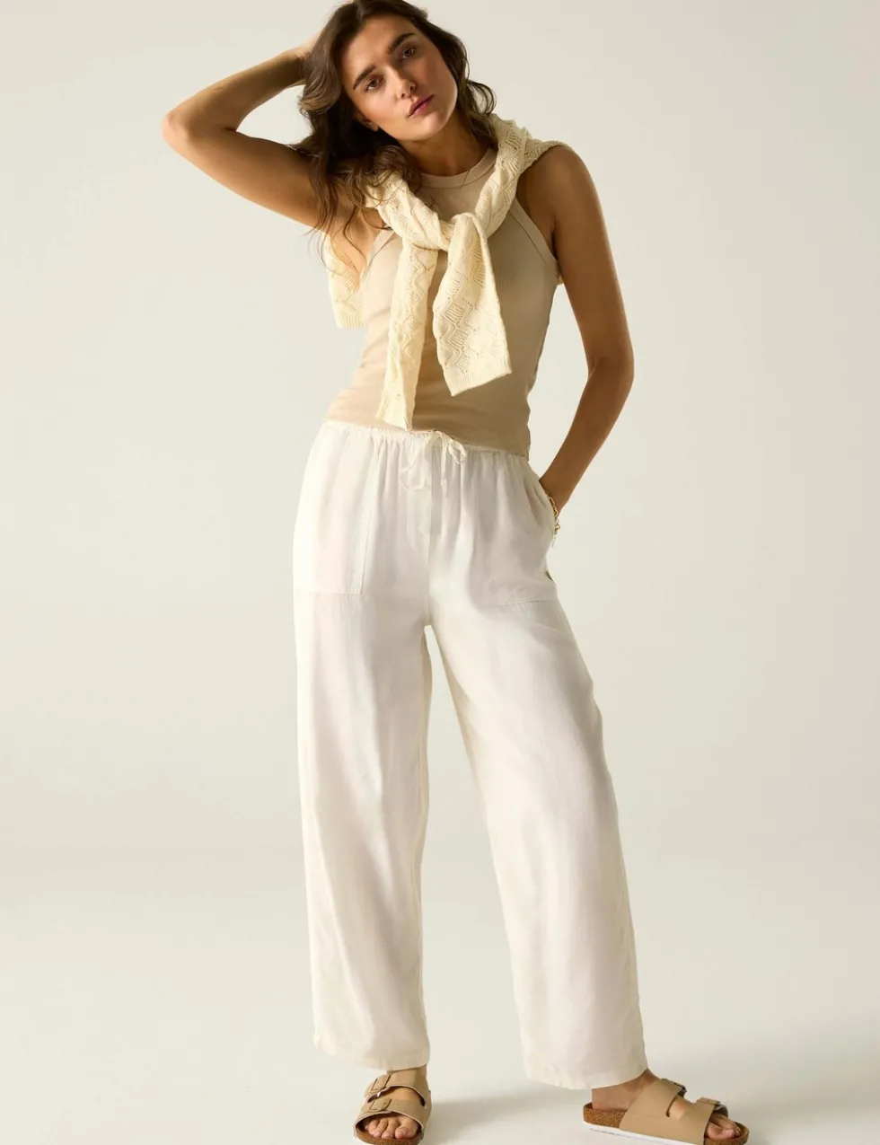 Elbrie Drawstring Straight Leg Trousers
