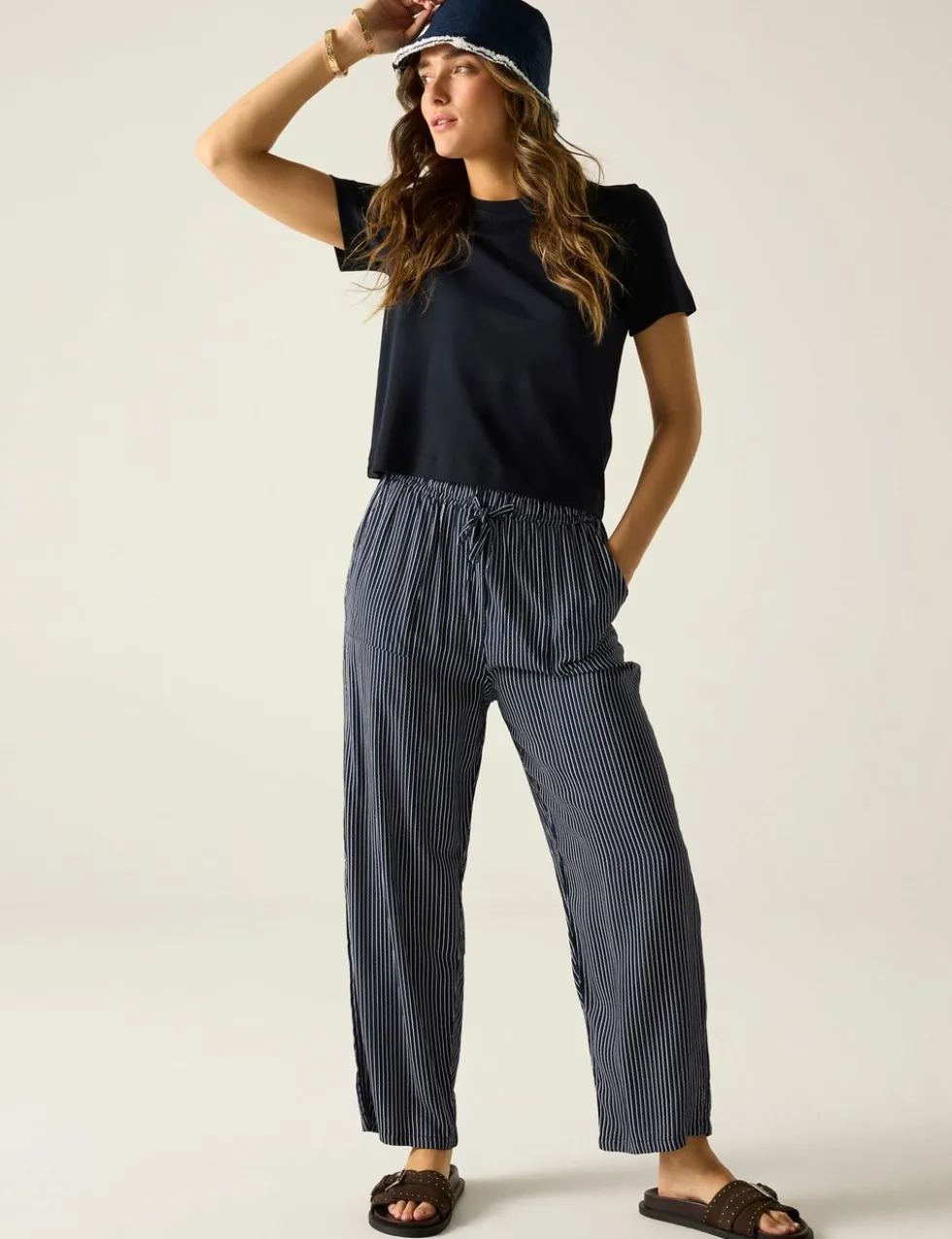 Elbrie Striped Straight Leg Trousers