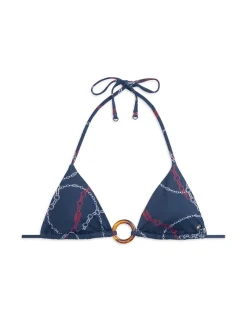 Elevated Chain Print Triangle Bikini Top