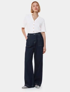 Ella Pure Cotton V-Neck Button Through T-Shirt
