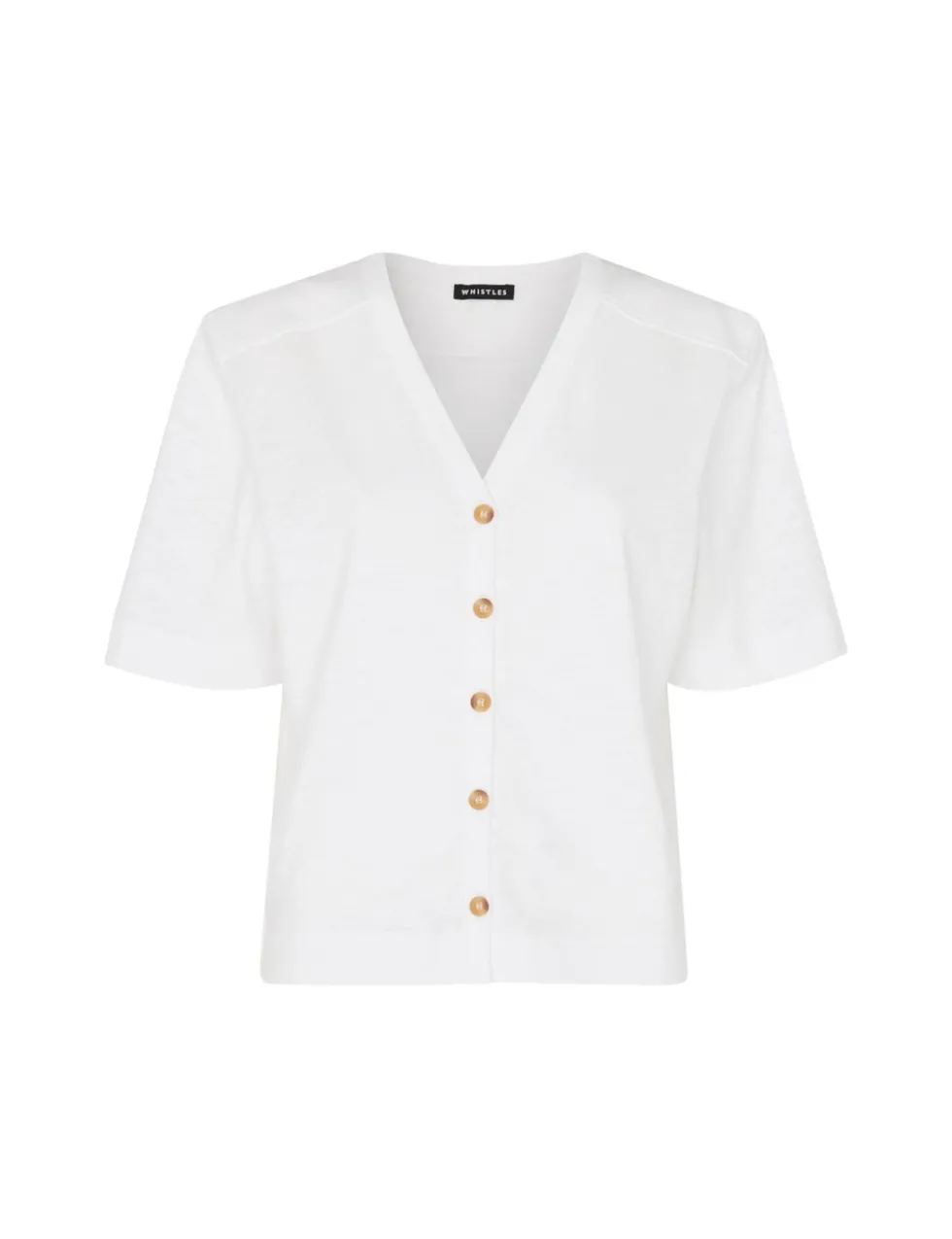 Ella Pure Cotton V-Neck Button Through T-Shirt