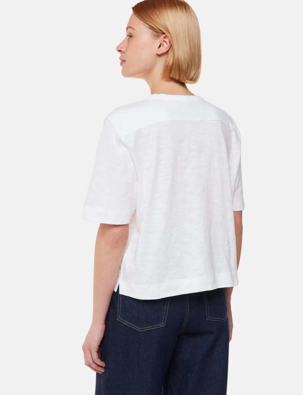 Ella Pure Cotton V-Neck Button Through T-Shirt
