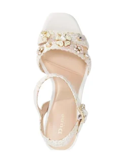 Embellished Ankle Strap Block Heel Sandals