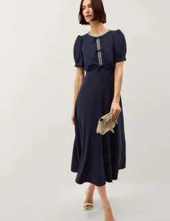 Embellished Bow Detail Midi Tea Dress
