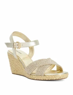 Embellished Cross Strap Wedge Sandals