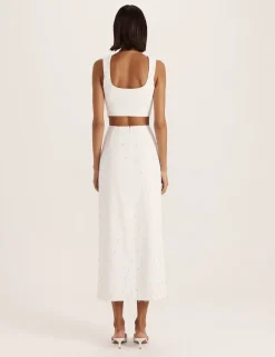Embellished Midi A-Line Skirt