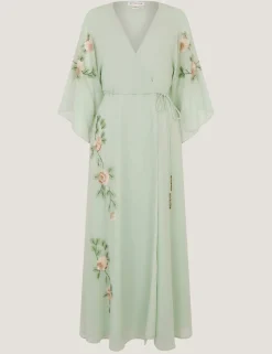 Embellished V-Neck Midaxi Wrap Dress