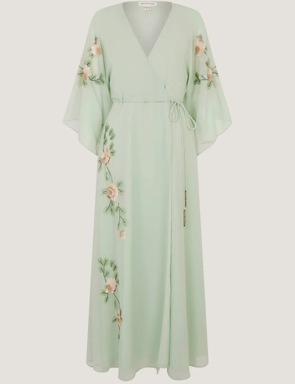 Embellished V-Neck Midaxi Wrap Dress