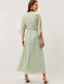 Embellished V-Neck Midaxi Wrap Dress