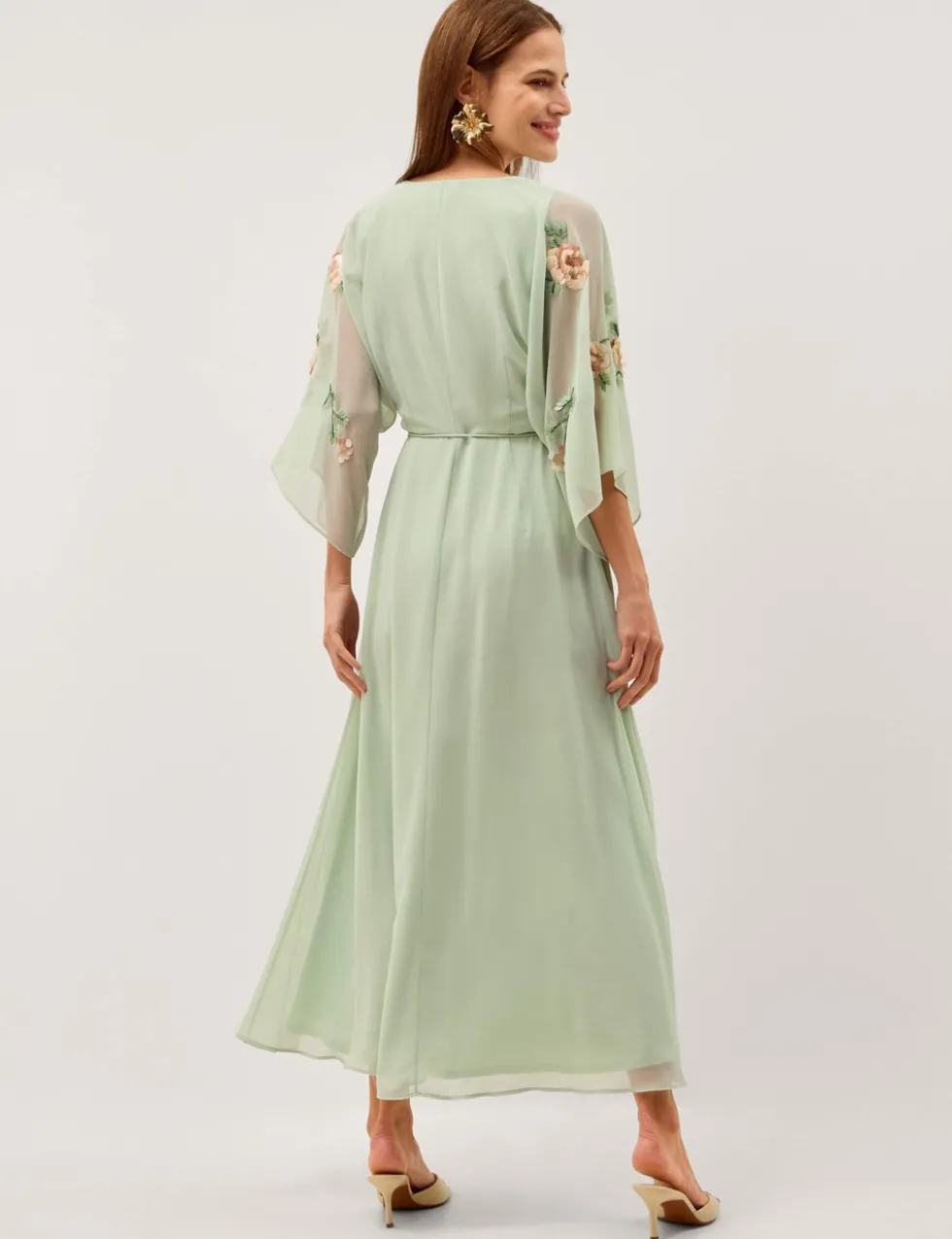 Embellished V-Neck Midaxi Wrap Dress